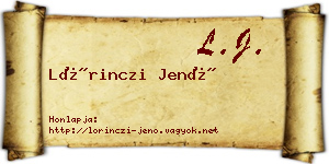Lőrinczi Jenő névjegykártya